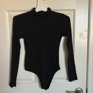 Black Rib Fitted Turtleneck